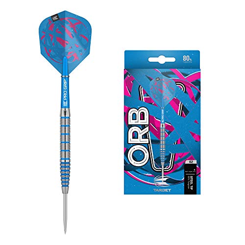 Target Darts Orb 02 22G 80% Tungsten Steel Tip Darts Set Punta Dardos, Unisex, Silver, Blue and Pink, 22 g