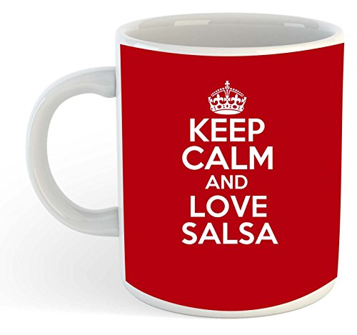 Taza con texto en inglés "Keep Calm and Love Salsa", color rojo