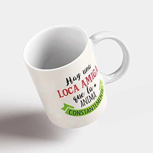 Taza Original Personalizada con Nombre y Frase | Detras de una Gran Mujer Loca Amiga de Cafe Desayuno para Regalar (Gran Mujer)