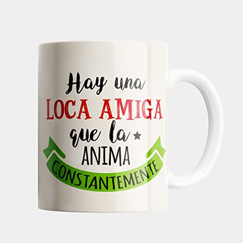 Taza Original Personalizada con Nombre y Frase | Detras de una Gran Mujer Loca Amiga de Cafe Desayuno para Regalar (Gran Mujer)