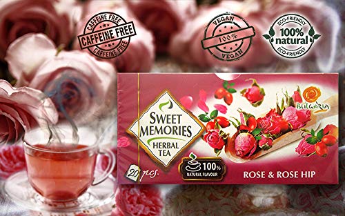 Té de hierbas búlgaras pétalos de rosa y rosa mosqueta, 100% natural