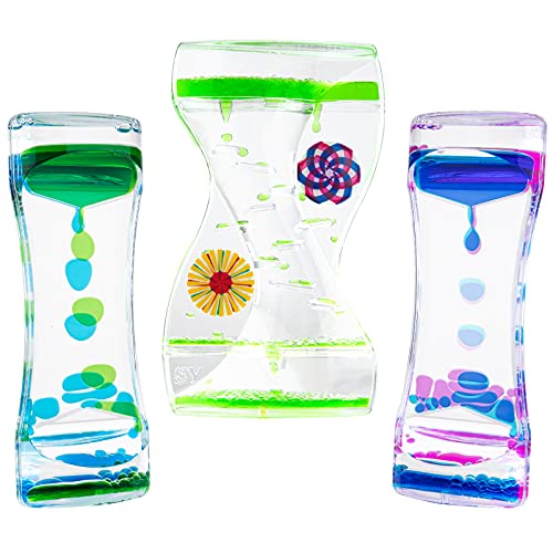 Temporizador de Arena Líquido Burbujeador - Sirecal 3 PCS Reloj de Arena Temporizador Alivio de Estrés Decoración de Escritorio para Juego Sensorial Fidget Juguete