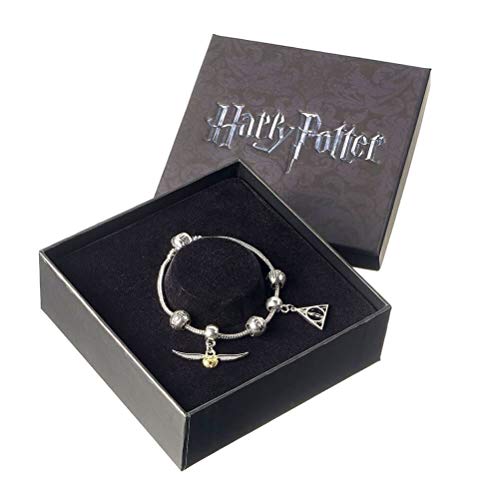 The Carat Shop Pulsera Charms Snitch, Reliquias de la Muerte y hechizos - Harry Potter, Silver, Único