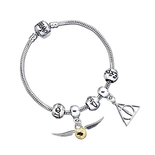 The Carat Shop Pulsera Charms Snitch, Reliquias de la Muerte y hechizos - Harry Potter, Silver, Único