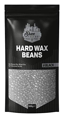 The Shave Factory Beans Hard Wax Beans - Perlas de cera caliente para depilación (500 g), color negro