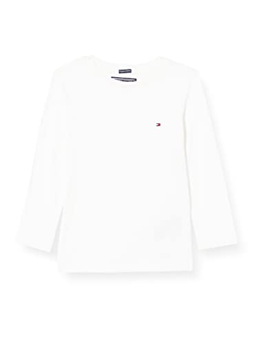 Tommy Hilfiger Boys Basic Cn Knit L/s Camiseta, Blanco (Bright White 123), 140 (Talla del Fabricante: 10) para Niños