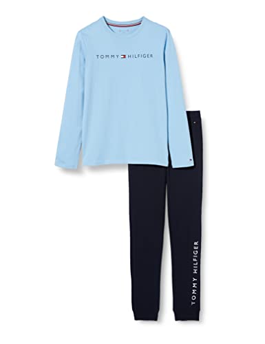 Tommy Hilfiger Conjunto básico de Jersey LS Pant Juego de Pijama, Calm Water/Desert Sky, 8-10 años para Niños