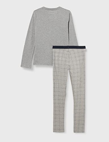 Tommy Hilfiger LS Legging Set Juego de Pijama, Mid Grey HT/Window Pane, 10-12 Años para Niñas