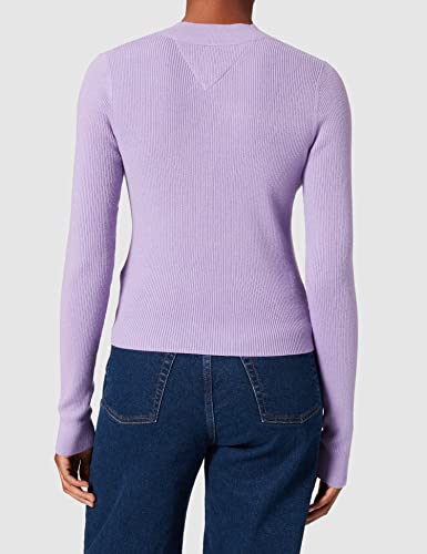 Tommy Jeans TJW Essential Rib Sweater Suter, Violet Viola, XL para Mujer