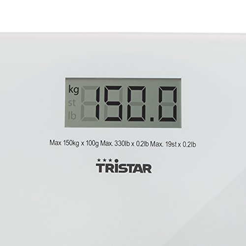 Tristar WG-2419 - Bascula de diseno ultraplano y cristal de seguridad templado, color blanco