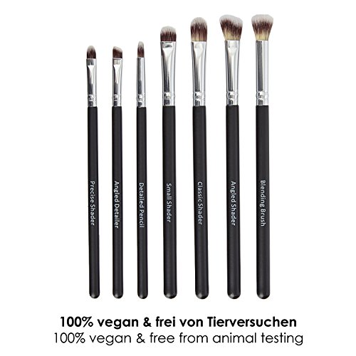 TROP Juego de 7 brochas de maquillaje para aplicar sombra de ojos – con cerdas de pincel veganas extrasuaves.