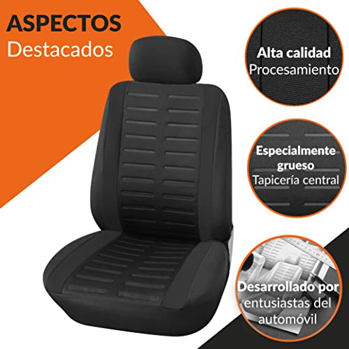 Upgrade4cars Fundas Asientos Delanteros Coche Universales Negro Protector de Asiento Delantero para Conductor y Copiloto Accesorios Interior para Mujer y Hombre