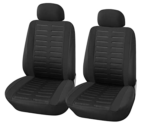 Upgrade4cars Fundas Asientos Delanteros Coche Universales Negro Protector de Asiento Delantero para Conductor y Copiloto Accesorios Interior para Mujer y Hombre