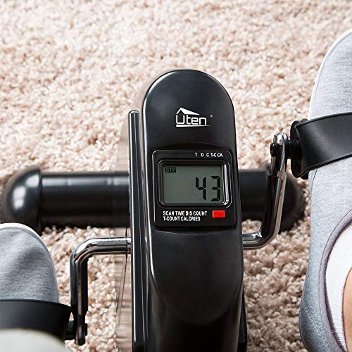 Uten Mini Pedal de Ejercicio Estaticos para Bicicleta de Ejercicio para Brazos y Piernas con Pantalla LCD y Resistencia Ajustable Ciclo de Resistencia （Negro）