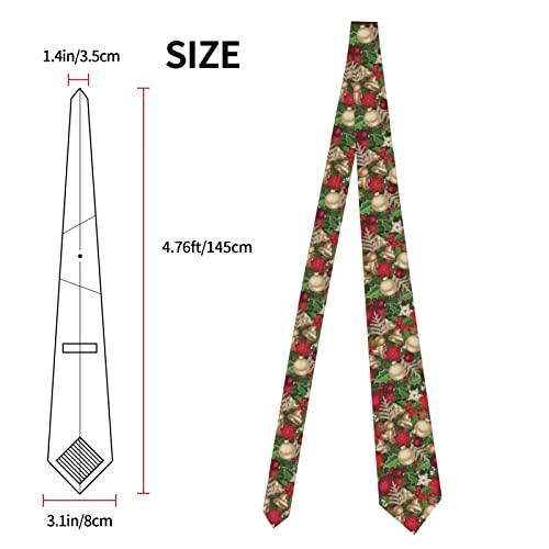 Vaca Ocultar Con Corazones Moo Love Print Hombres De seda Corbata Cravat Jacquard Lujo Floral Patrón Boda Negocios, Árbol abeto Hojas Bolas Flores Baya, Taille unique