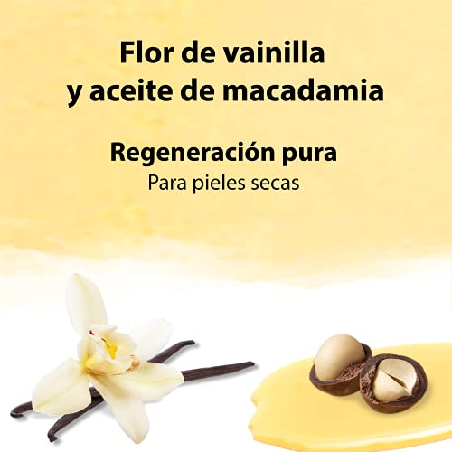 VANDINI gel de ducha Vitality Care con flor de vainilla y aceite de macadamia - gel de baño para pieles normales a secas - Jabón vegano sin siliconas ni parabenos 2x 200 ml