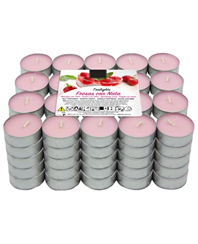 Velas de Té Aromáticas Velas perfumadas - Fresa con Nata Pack 100 Velas