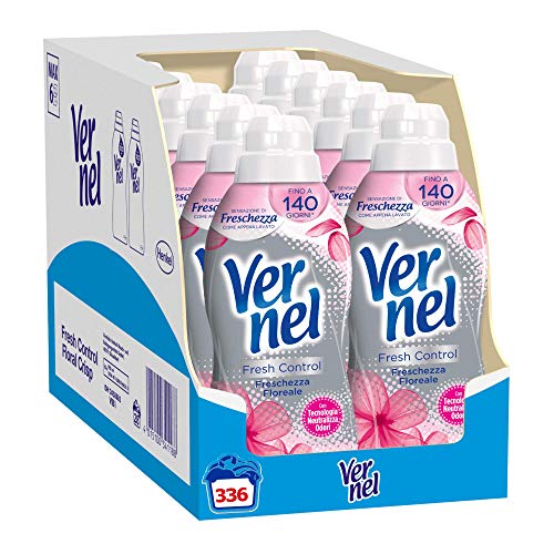 Vernel Fresh Control - Suavizante para lavadora con neutraliza los olores, frescor floral, 336 lavados, 750 ml