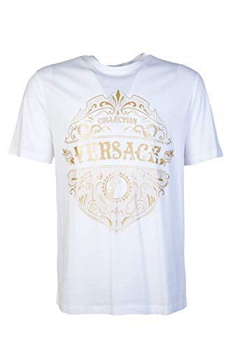 Versace Colección Algodón Impreso Logo Camiseta Blanca