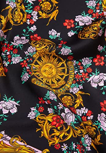 Versace JEANS COUTURE Pañuelo de seda multicolor con impresión Regalia Baroque y Sun Flower Garland. 72HA7H01