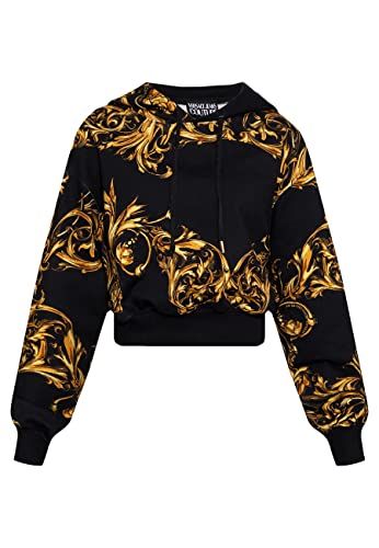 Versace Jeans Couture Sudadera con Capucha para Mujer Print Garland Modelo 72HAI314 FS019 Color Negro. (42)