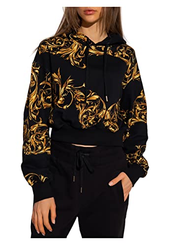 Versace Jeans Couture Sudadera con Capucha para Mujer Print Garland Modelo 72HAI314 FS019 Color Negro. (42)