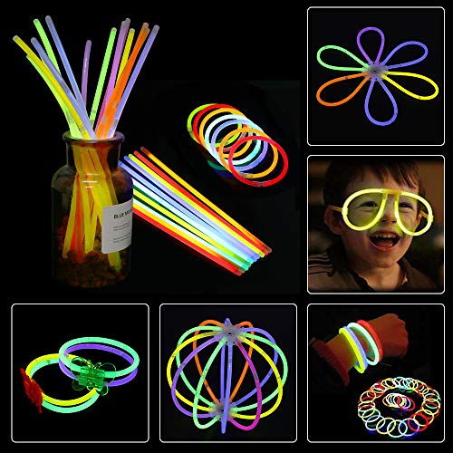 Vicloon Barras Luminosas, Pulseras Luminosas con Variedad de Conectores, Kits para Crear Gafas, Pulseras triples, una Diadema, Bolas Luminosas, Mariposas, una Bola Luminosa Premium.(100pcs)