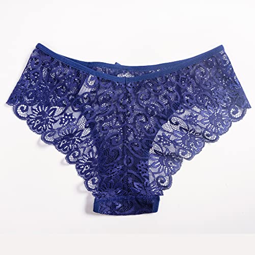 VicSec Pack Tangas Sexy para Mujer, Braguitas Eróticas G-String Encaje Semi-Transparente Misterioso Bragas Elástica Transpirable Lencería Ropa Interior (XL, 4 Pack (Rojo vinto+Verde+Azul+Negro))