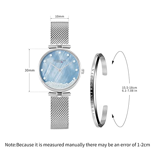 VICTORIA HYDE Reloj de Pulsera analógico de Cuarzo para Mujer con Esfera de nácar (Plata)