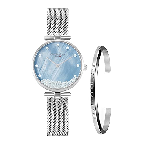 VICTORIA HYDE Reloj de Pulsera analógico de Cuarzo para Mujer con Esfera de nácar (Plata)