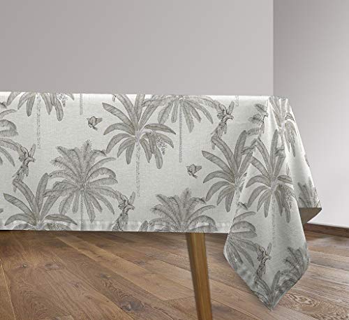 Vilber, Mantel de Tela confeccionado, Rectangular, Resinado, con Tratamiento Antimanchas, Impermeable, Estampado TROPICAL. SAMBA-R01.