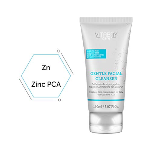 Vitabay Gentle Facial Cleanser (150ml) - Gel limpiador suave y sin sulfatos con Zinc PCA - Perfectamente adecuado para una limpieza facial limpia.