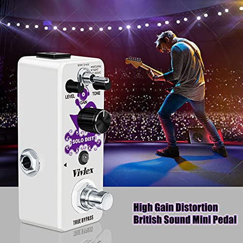 Vivlex Pedal de efectos de guitarra de distorsión de alta ganancia Mini Pedal de crunch de pila de distorsión de sonido británico analógico para guitarra eléctrica True Bypass LEF-301B