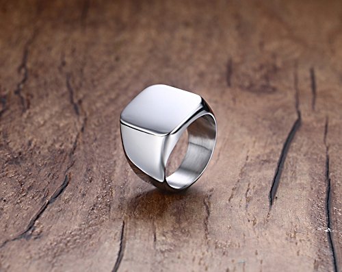 VNOX Hombres Nombre de Monograma Anillo Sello Sello Anillo Anillo Iniciales Anillo Hombres Banda Inicial Anillo de Carta de Círculo para Hombre,Regalo para él