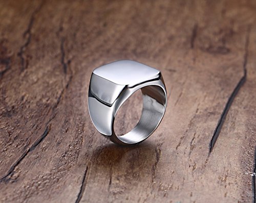 VNOX Hombres Nombre de Monograma Anillo Sello Sello Anillo Anillo Iniciales Anillo Hombres Banda Inicial Anillo de Carta de Círculo para Hombre,Regalo para él