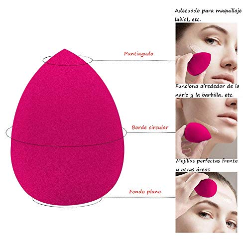 Voarge Juego de 5 esponjas de maquillaje con 2 soportes para esponja de maquillaje, para base líquida y cosmética en polvo.