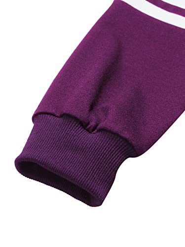 VONDA Sudaderas Mujer con Capucha Invierno Vestido Casual Manga Larga Color Sólido Camisetas de Deporte con Bolisillos A-violada XXL