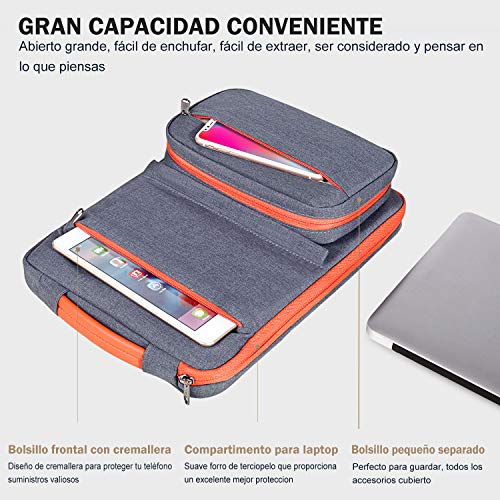 Voova 13-13.3 14 Pulgadas Funda Portátil, Bolsillo de Accesorios para Funda Ordenador Portátil, Compatible con Macbook Pro 13 Touch Bar/M1, MacBook Air 13 2020 M1, 13.5" Surface Book 3/2, Gris Oscuro