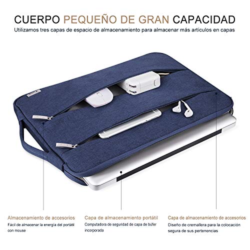 Voova 14-15.6 Pulgadas Funda para Portátil con Asa, Impermeable Maletín Ordenador Compatible con Macbook Pro 15/16, Surface Laptop 3 15, DELL XPS 15, HP Pavilion, Lenovo Acer ASUS Chromebook, Azul