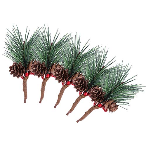 VORCOOL 10 unids Pino Artificial Recoge Tallos árboles con Bayas piñas para arreglos Florales de Navidad Coronas decoración del hogar