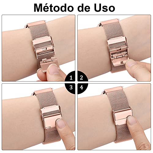 Wanme Correa Compatible con Amazfit GTS/Amazfit GTS 2 Correa, Pulsera de Repuesto Metal de Acero Inoxidable para Correas Amazfit Bip/Amazfit Bip Lite/Amazfit GTR 42mm Watch (Rosa)