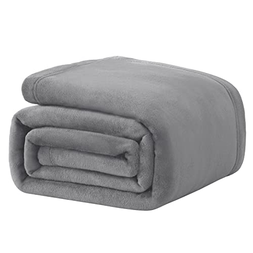 WAVVE Manta Franela Reversible para Cama 90, Manta para Sofá 150x200 cm, Manta de Microfibra, Suave, Cálida, Transpirable (Gris)