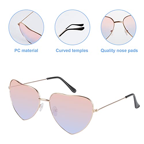 Weinsamkeit Corazón Gafas, 6 Piezas de Gafas de Sol Clásicas, Gafas de Montura de Oro Rosa, Gafas de Fiesta de Carnaval Masculinas Y Femeninas Son Las Mejores Decoraciones para Navidad