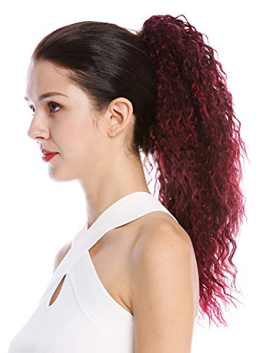 WIG ME UP- N609-V-1BT39 extensión de pelo trenza coleta larga voluminosa rizada rizos crespos afro kinks colores negro y rojo mechas 45 cm