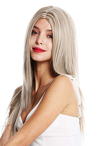 WIG ME UP- VK-34-H16/613 peluca de mujer pelo largo liso raya en medio color rubio platino mechas