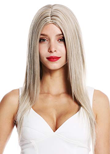 WIG ME UP- VK-34-H16/613 peluca de mujer pelo largo liso raya en medio color rubio platino mechas