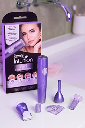 Wilkinson Sword Intuition 4 in 1 Perfect Finish, Afeitadora Eléctrica Con Peine Recortador Ajustable, Ideal para Cuerpo, Zona del Bikini, Vello Facial, Nariz, Pubis y Cejas