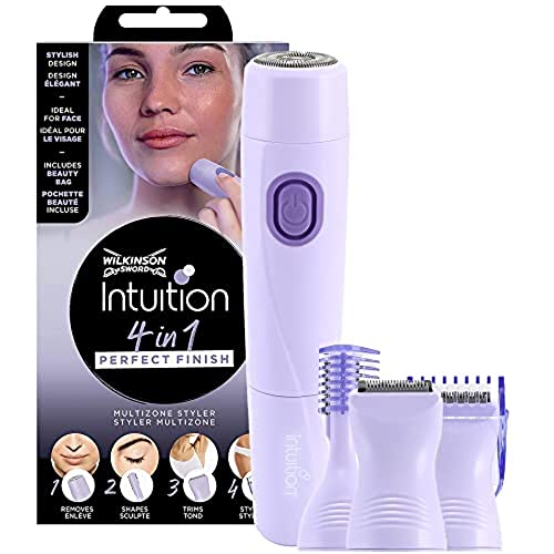 Wilkinson Sword Intuition 4 in 1 Perfect Finish, Afeitadora Eléctrica Con Peine Recortador Ajustable, Ideal para Cuerpo, Zona del Bikini, Vello Facial, Nariz, Pubis y Cejas