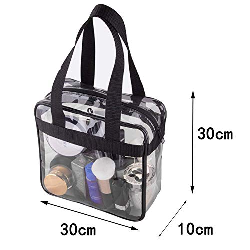 Wohlstand Bolsa Transparente Bolsa Viaje Accesorios con Bolsillos con Cremallera Bolsa Multiusos Color Transparente/Negra