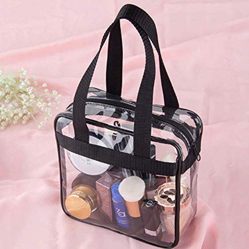 Wohlstand Bolsa Transparente Bolsa Viaje Accesorios con Bolsillos con Cremallera Bolsa Multiusos Color Transparente/Negra